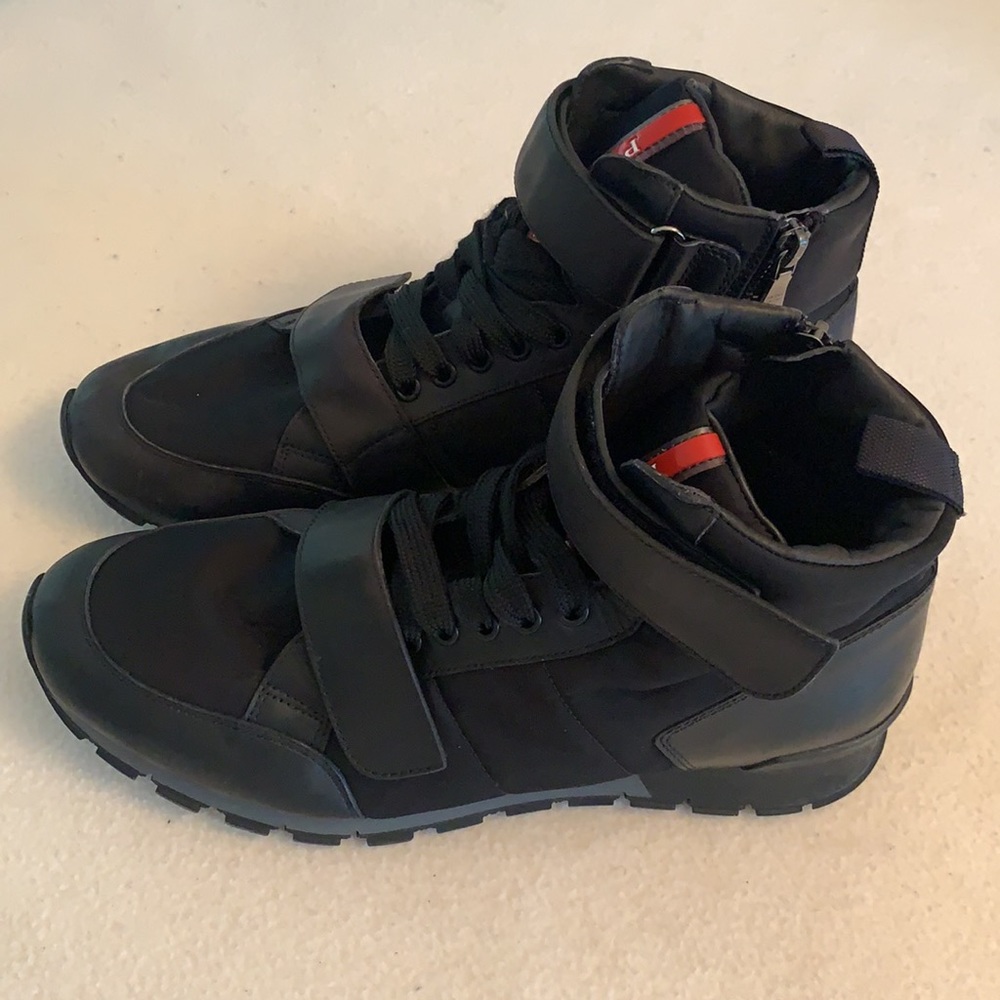 Prada Men's Black Leather/Nylon HT Sneaker